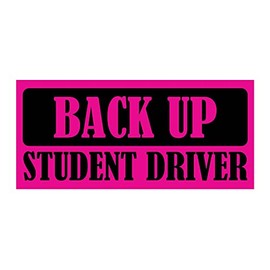 Back Up Student Driver Bumper Magnet by DCM Solutions (Pink, 9.25" W x 4.25" H)