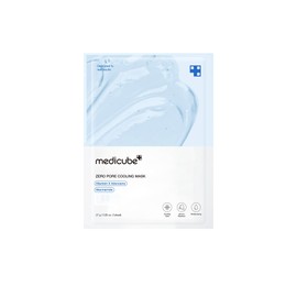 MEDICUBE Zero Pore Cooling Mask, Mascarilla Facial Coreana de Hoja con Niacinamida, Adenosina, Alantoína y Péptido, Efecto Refrescante, Hidratación y 