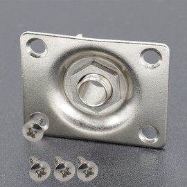 Cheerock 6pcs Square Guitar Input Jack, Silver Guitar Output Jack Plate, Bass Guitar Jack Socket, Electric Guitar Parts Accessories