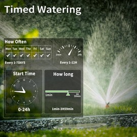 Water Sprinkler Timer, Diivoo Irrigation Hose Timer with Weekly and Daily Frequency Irrigation, Rain Delay and Manual Watering for Lawns and Gardens (Grey)