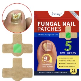 Lansiyi Fungal Nail Patches – 21pcs Box, Nail Fungus Care with 5 Herbs for Healthy Nails, Daily Nail Care & Nail Tech Supplies