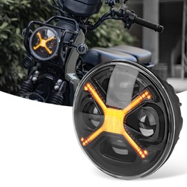 Riasdy - Faro delantero LED para motocicleta de 5.75 pulgadas con luz diurna ámbar X, haz alto y bajo, apto para Indian Scout, Dyna Wide Glide, XL1200, XG750, 883, 48, Night Road