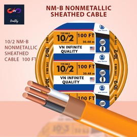 VN Infinite quality Solid Indoor 10/2 W/G NMB Cable Non-Mettallic Residential Indoor Wire 100 ft Coil