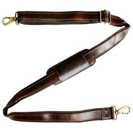 Leather Bag Replacement Shoulder Strap - Adjustable/Comfortable Strap with Shoulder Padding for All Duffle, Satchel, Messenger, Briefcase Bag by Rustic Town (Mulberry Belt with Red Stitching)