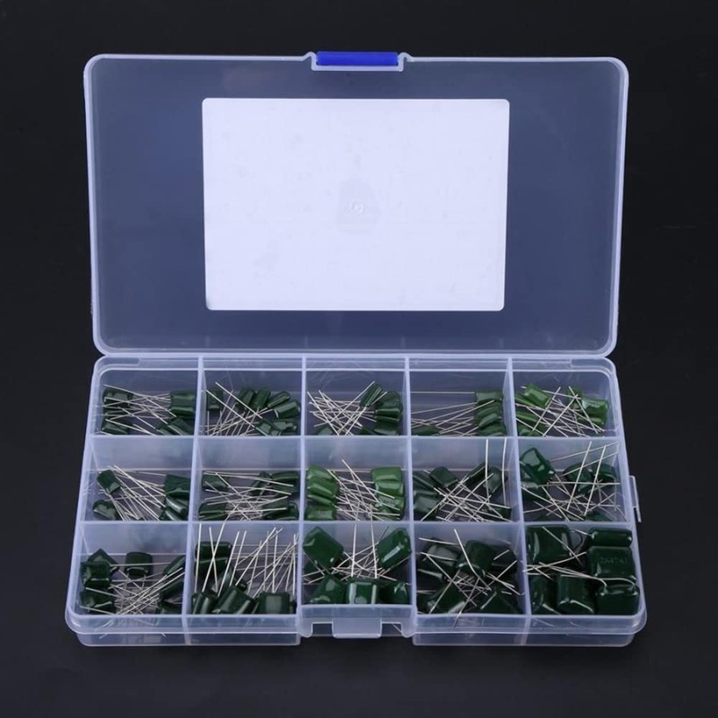 DollaTek 150 Pieces 15 Value (Each 10pcs) 100V 0.33NF- 470NF