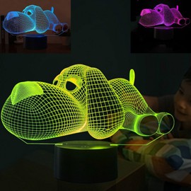MOLLY HIESON New 3D Dog Animal Night Light Touch Switch Table Desk Optical Illusion Lamps 7 Color Changing Lights LED Table Lamp Xmas Home Love Birthday Children Kids Decor Toy Gift