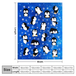 Penguin Blanket Flannel Soft Cute Penguins Throw Blankets Animal Penguin Gifts Decor for Girls 50"x40"