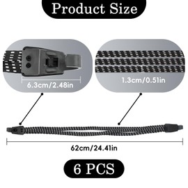 Realjoy 6 Pcs Elastic Bike Strap, Three-in-one Bungee Cords with Hooks, Adjustable Black Bike Rack Straps for Bicycle, Motorcycles, Trucks, Luggage and Cargo Moving