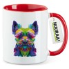 Huuraa Tea Cup Yorkshire Terrier Colourful Gift 330 ml Red