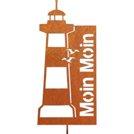 JYUECIAN Patina Lighthouse Garden Stake Rust Decoration, Weatherproof Lighthouse Garden Pond Decoration, Moin Moin Sign, Garden Decoration, Rust for Outdoor Use