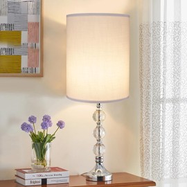 Tall Lamp Shades Set of 2, Drum Lampshade for Table Lamps Floor Lamp, 10" Top X 10" Bottom X 13" High White Large Line Fabric Lamp Shades, Easy Assembly Replacement Lampshades