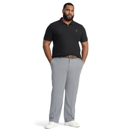 IZOD Men's Big and Tall Performance Stretch Flat Front Pant, Smoked Pearl, 46W X 29L