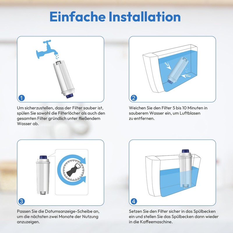 Finsna Water Filter Replacement for De'Longhi DLSC002, Compatible with Magnifica