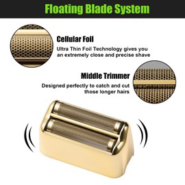 Professional Replacement Foil and Cutters for BaBylissPRO Double Foil Shaver, GOTTOG Extra-close Shave Foil and Blade Replacement for BaByliss FXFS2 Shaver, Gold