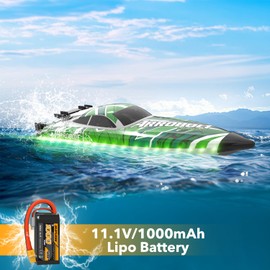 NBJIALIN RC Boat - Remote Control Boats for Adults with LED Lights Racing Boats for Pool&Lakes,2.4GHz RC High Speeding Summer Water Toy (Green)