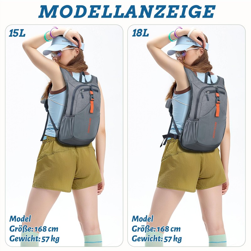 BECOJADDE 15L Hiking Backpack Men's Small Backpack Women's Lightweight Daypack