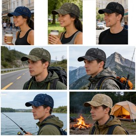 AXIAO Mesh Baseball Cap, Men's, Summer Camouflage, Breathable, Baseball Cap, UV Protection, Women's, Outdoor Sports, Polyester, Running Hat, Khaki, 55.0-60.0 cm