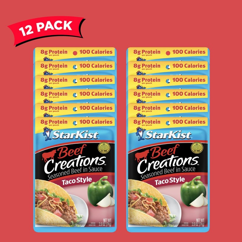 StarKist Beef Creations Taco Style, 2.6 oz Pouch, 12 pack