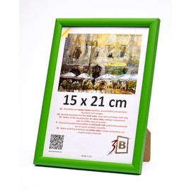 3-B Maui Picture Frame Green 15 x 21 cm (A5) Wooden Frame, Photo Frame, Document Frame with Acrylic Glass