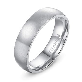 TIGRADE 4mm 6mm 8mm Titanium Ring Brushed Dome Wedding Band Comfort Fit for Man Women, Silver 6MM, Size 9