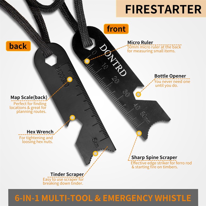 Survival Fire Starter - Handmade Wooden Handle 3/8" Thick Ferro