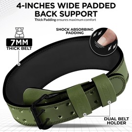 WYOX Weight Lifting Belt for Gym Fitness – Cowhide Leather, 4” Padded Lumbar Back Support lifting Belt, 8 Adjustable Holes, Ideal for Powerlifting, Bodybuilding, Deadlift, Squat & Strength Training