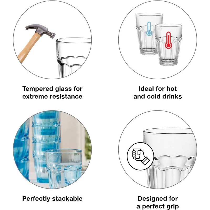 Bormioli Rocco Rock Bar 12.5 oz. Long Drink Stackable Tempered