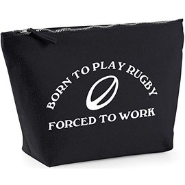 Hippowarehouse Born to play rugby forced to work printed make up cosmetic wash bag 18x19x9cm