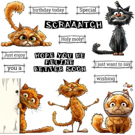 LZBRDY Cute Funny Pet Cats Cutting Dies Clear Stamp DIY Scrapbooking Supplies Metal Dies Silicone Stamp Cards Albums Decor - Crafting & Card Making