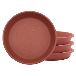 The HC Companies SLI08000E35T056LREFR Classic Round Plastic Plant Saucer, 8" (Pack of 4), Clay