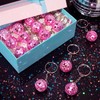 50Pcs Pink Disco Ball Keychain, Mini Small Pink Mirror Disco
