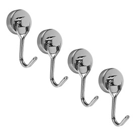 MAGHUNT 2023 Innovative Edition 4-Piece Set, Magnetic Hooks, Super Strong, 0.8 inch (20 mm) Diameter, Stainless Steel, 360° Rotation, Rustproof, Magnetic Towing, Vertical Load Capacity 33.1 lbs (15 kg), Horizontal Load Capacity 11.0 lbs (5 kg), For Kitch