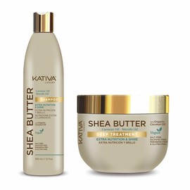 2 Pack KATIVA Shea Butter Coconut & Marula Oil Shampoo355mL + KATIVA Shea Butter Tratamiento Intensivo 300mL