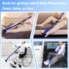 48 Inch Long Leg Lifter, Rigid Leg Lifter Strap With EVA Handgrips &Foot Loop, Leg Lifter After Hip Replacement&Knee Surgery Recovery Aids Kit,Leg Lifters Getting Legs In And Out Of Bed,Car,Wheelchair