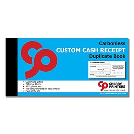 Cherry Carbonless NCR **Custom** Cash Receipt Duplicate Book 210mm x 99mm 50 Sets **12 Pack**