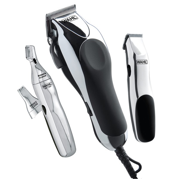 Wahl Clipper Home Barber Kit Electric Corded Clipper and Battery Touch Up Trimmer & Personal Groomer, 30 Piece Kit for Haircutting at Home – Model 79524-3001P