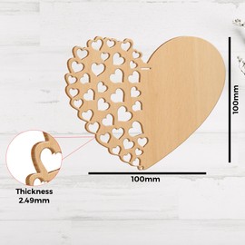 WedDecor 10-Pack Wooden Heart-Shaped Ornaments, Half-Carved Heart Design & Blank for Personalisation with Hanging Twine – Perfect for Valentine's Day, Weddings, Christmas & Customised Gifts