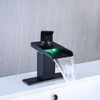 AVSIILE LED Bathroom Sink Faucet, Matte Black Waterfall Single Hole