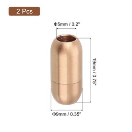 Sourcing Map Rose Gold Leather Cord End Clasp, 2Pcs 5mm Hole, Stainless Steel, DIY Crafts