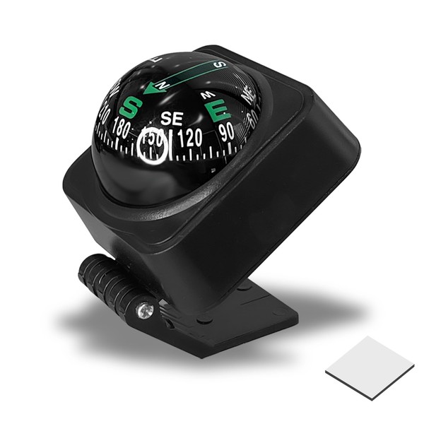 Tobenbone Car Compass, Adjustable Car Compass Ball with Tape, Car