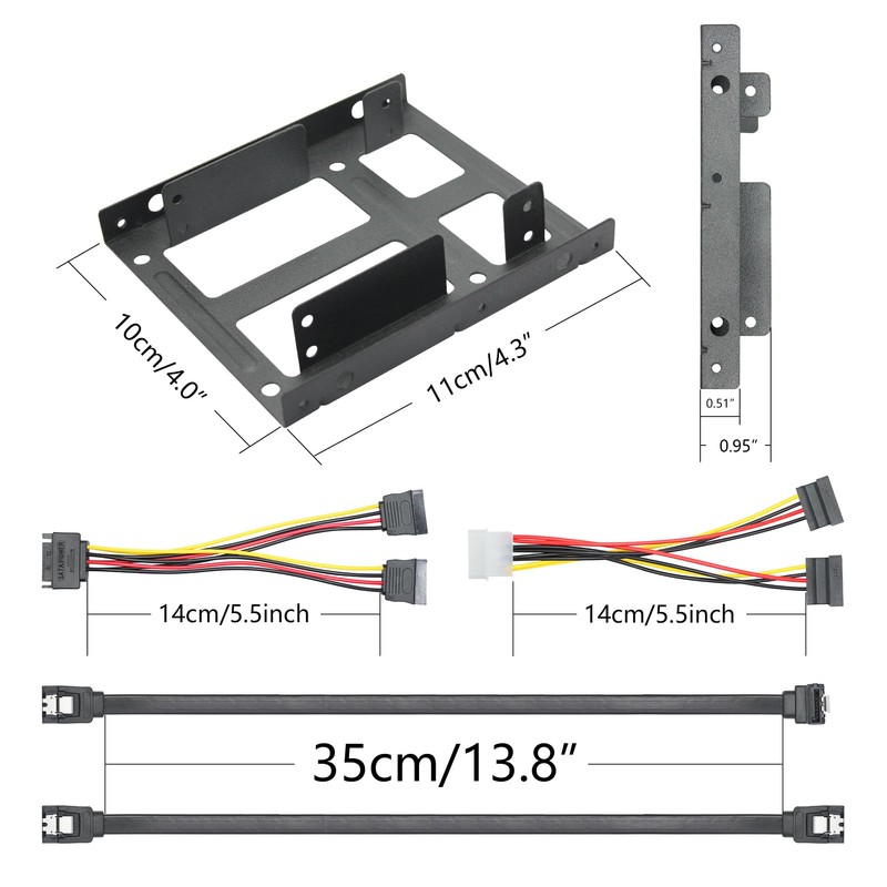 Dual 2.5 to 3.5 Inch HDD/SSD Hard Disk Mounting Bracket,