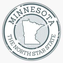 HOF Trading Minnesota - The North Star State (Stamp) Vinyl Sticker Waterproof Decal Laptop Wall Window Bumper Sticker 5"