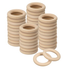 QUARKZMAN 80pcs 45mm (1.8 inch) Natural Wood Rings 8mm Thick Smooth Untreated Wooden Circles for DIY Crafts Knitting Macrame Pendant