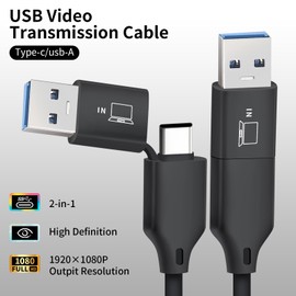 POTTMACEE 2-in-1 USB-A/C to Mini-HDMI Video Signal Conversion Cable for 14’’ Triple Laptop Screen Extender, Designed to Laptop Without Type-C Connect Tri-Screen, Compatible with M1/M2/M3/M4 MacBook