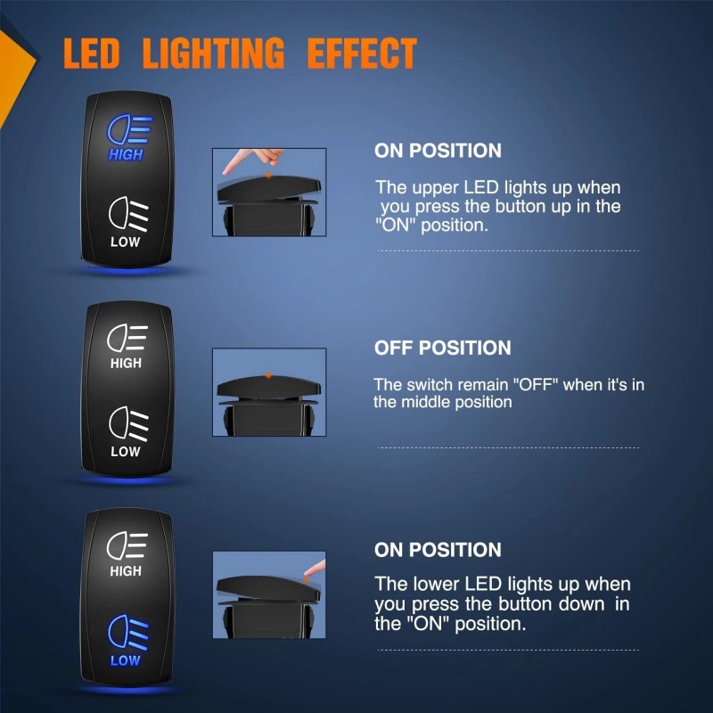 Nilight Rocker Switch High Low Beam Headlights Toggle On Off