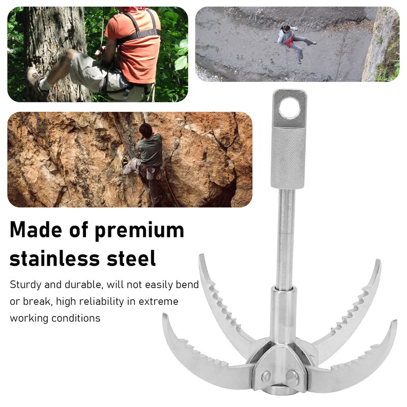 Grappling Hook with 4 Folding Claw Stainless Steel Multifunctional Outdoor