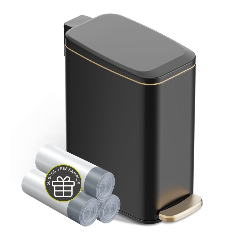 KSSKSS Small Bathroom Trash Can with Lid Soft Close, Step