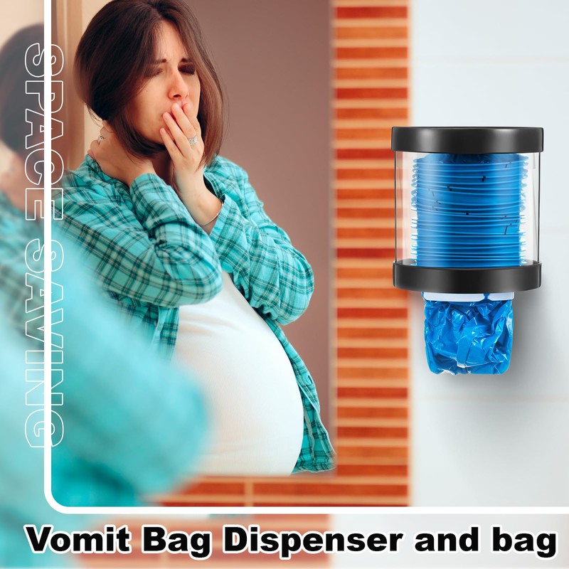 AceOrbit Vomit Bag Dispenser with 24 Emesis Bags, Easy to