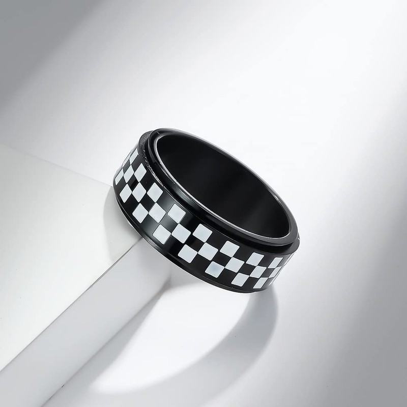 ANIEJUFI Anxiety Ring for Men Women Stainless Steel Spinner Rings