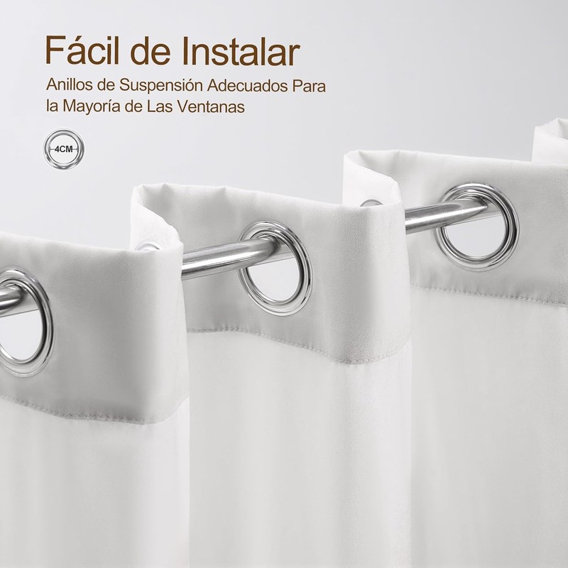 VIOPY Cortinas Translucidas Largas,Cortinas Translúcidas con Ojales,Tejido Suave de Poliéster,Cortinas